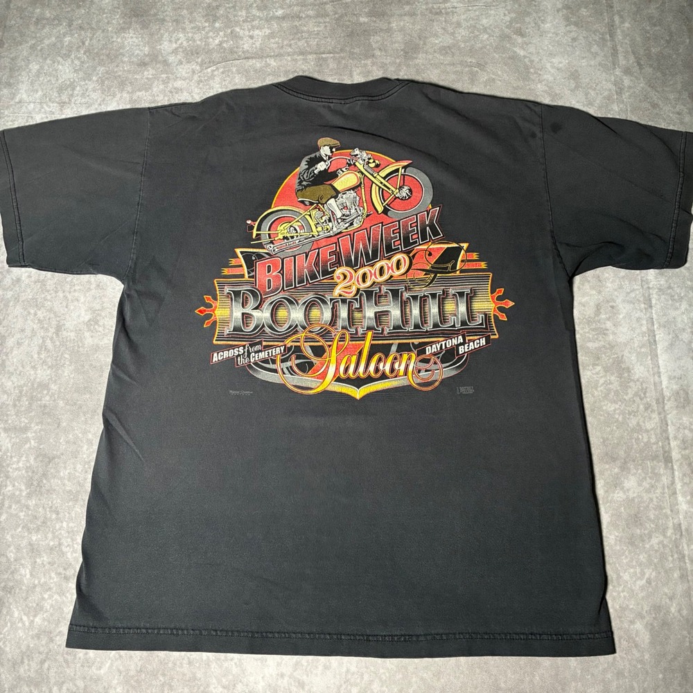 Vintage Faded black Bike Week 2000 Boothill Saloon Daytona Beach T-Shirt XL